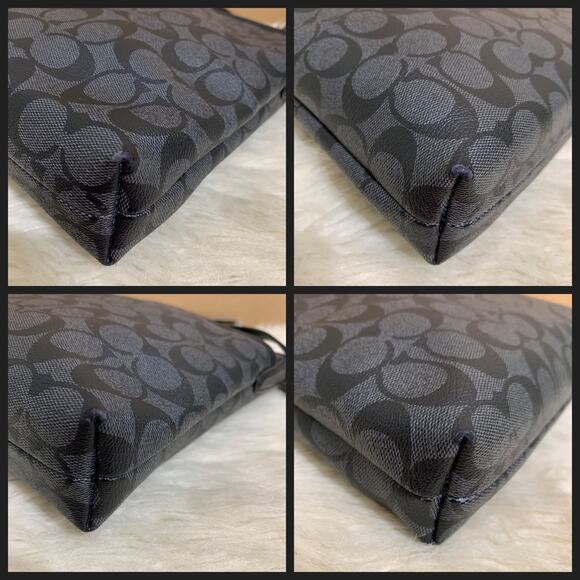 COACH Black Signature Coated Canvas PVC Logo File Messenger XBody Bag F58297 - Picture 5 of 15